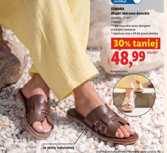 ESMARA klapki skórzane damskie
