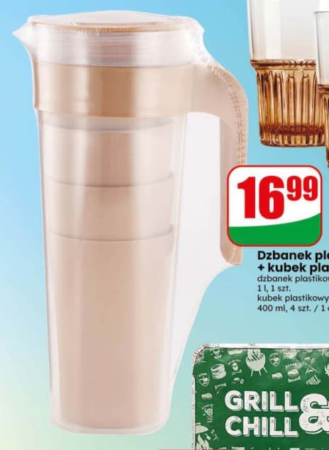 dzbanek plastikowy + kubek plastikowy