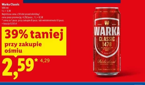 Warka piwo jasne pełne 500ml