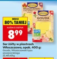 ser żółty w plastrach Gouda Włoszczowski typ szwajcarskiego