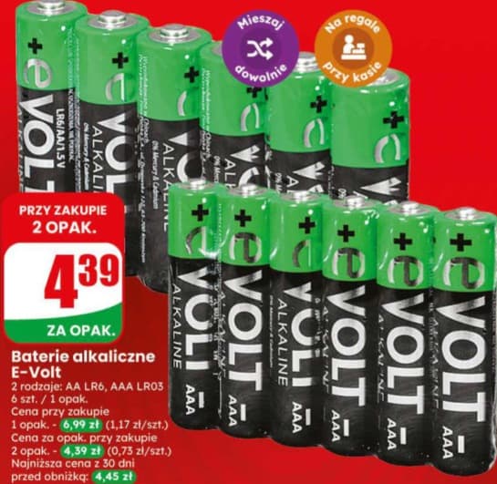 baterie alkaliczne AAA lub AA