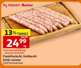 frankfurterki, kiełbaski białe surowe