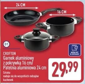 Crofton garnek aluminiowy z pokrywką 16 cm / patelnia aluminiowa 24 cm 16cm; 24cm