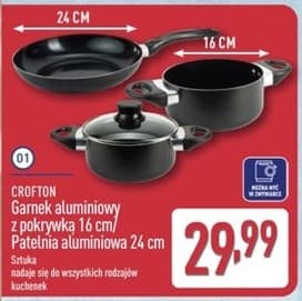 garnek aluminiowy z pokrywką 16 cm / patelnia aluminiowa 24 cm