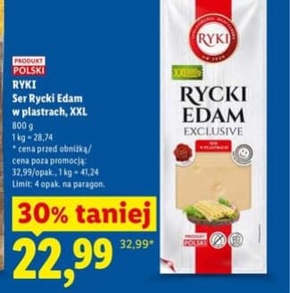 ser Rycki Edam w plastrach XXL