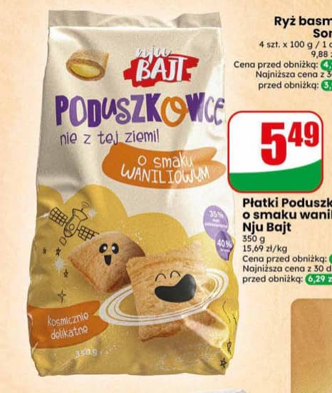 Nju Bajt płatki poduszkowce o smaku waniliowym 350g