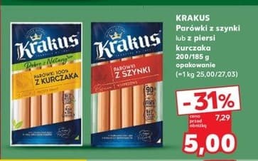 parówki z szynki lub z piersi kurczaka
