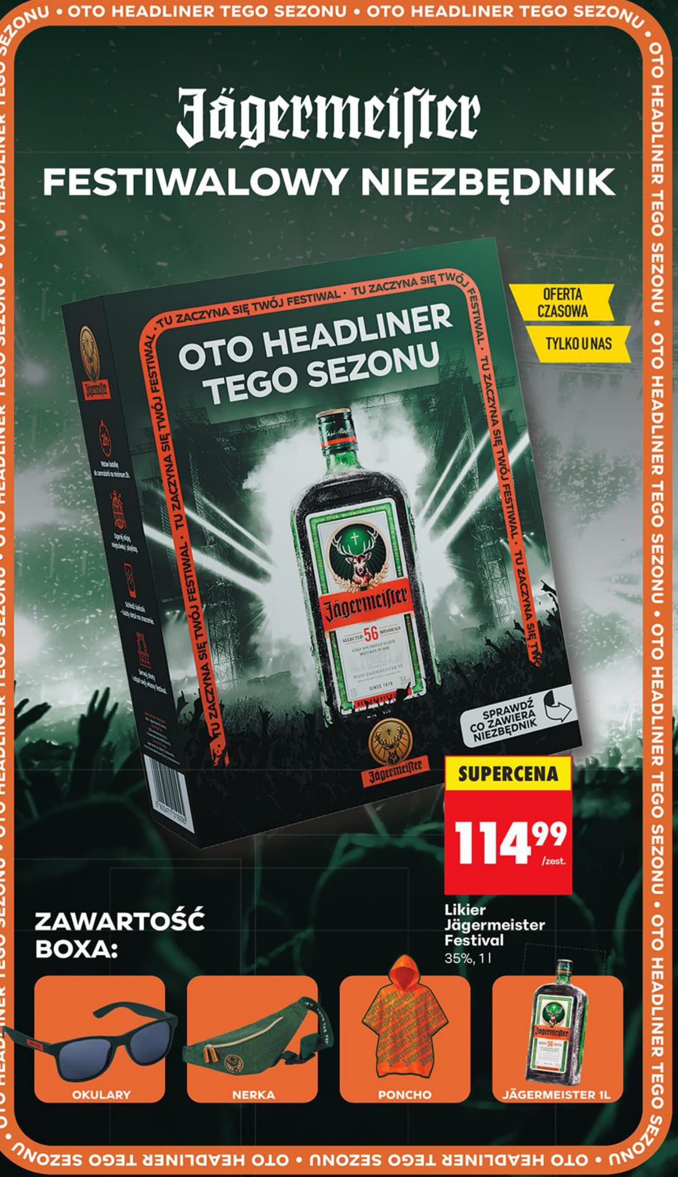 zestaw Jägermeister Festival z okularami, nerką i ponczo