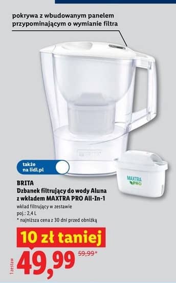 BRITA dzbanek filtrujący do wody Aluna z wkładem MAXTRA PRO All-In-1 2.4l