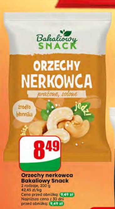 Bakaliowy Snack orzechy nerkowca prażone solone 200g
