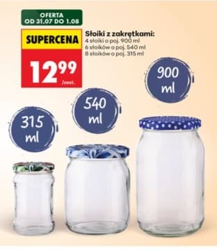 Słoiki z zakrętkami 900/540/315 ml