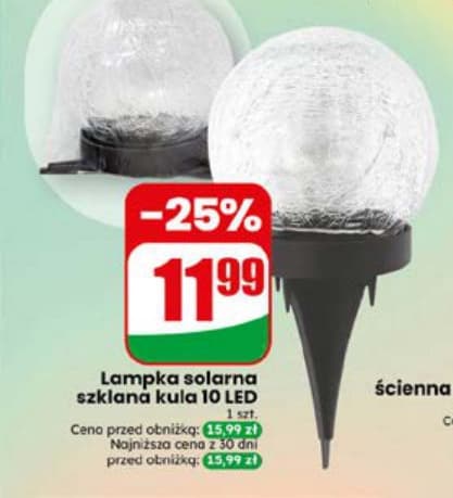 lampka solarna szklana kula 10 LED