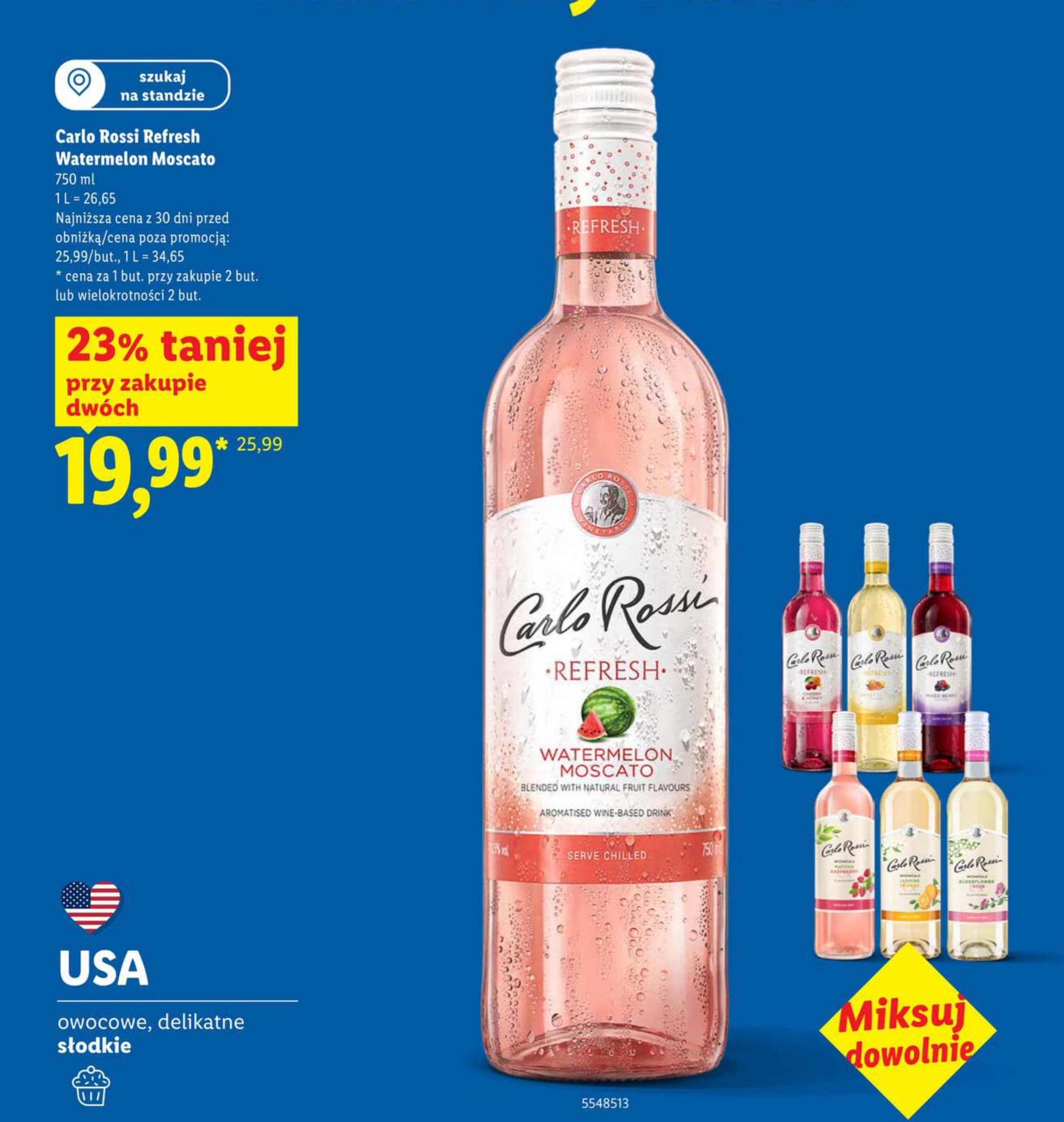Carlo Rossi wino Refresh Watermelon Moscato 750ml
