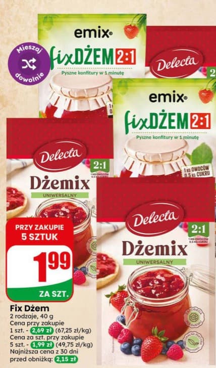 fix dżem / dżemix różne rodzaje