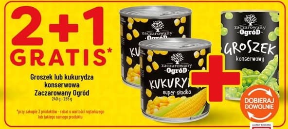 groszek lub kukurydza konserwowa