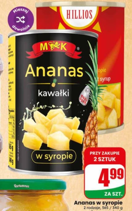 ananas w syropie różne marki