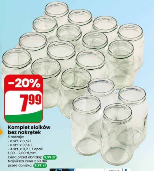 komplet słoików bez nakrętek
