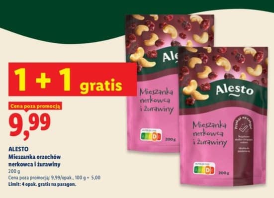 mieszanka orzechów nerkowca i żurawiny