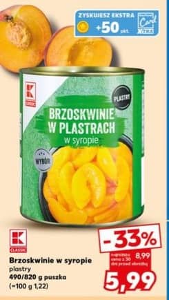 K-Classic brzoskwinie w syropie plastry 490/820g