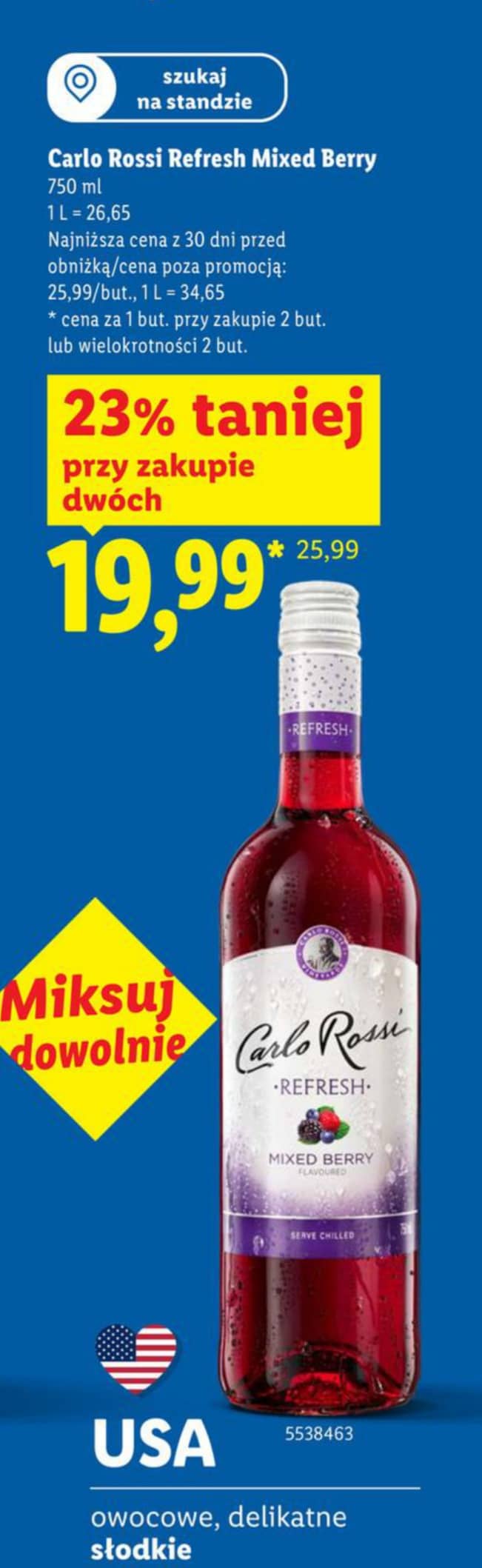 Carlo Rossi wino Refresh Mixed Berry 750ml