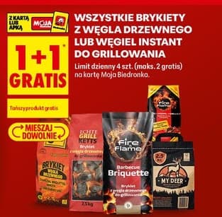 wszystkie brykiety z węgla drzewnego lub węgiel instant do grillowania