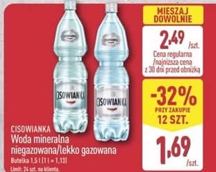 Cisowianka woda mineralna niegazowana lekko gazowana 1.5l