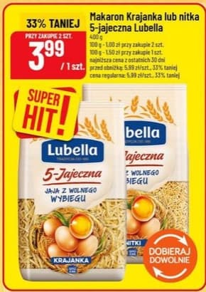 makaron krajanka lub nitka 5-jajeczna