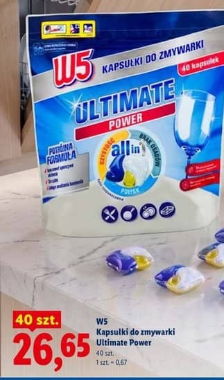 W5 kapsułki do zmywarki Ultimate Power 40szt.
