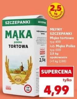mąka tortowa typ 450 lub mąka Polka typ 500