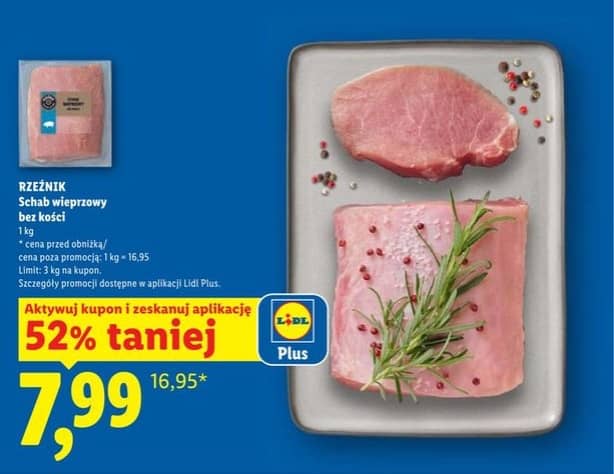 Rzeźnik schab wieprzowy bez kości 1kg