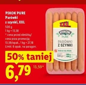 Pikok Pure parówki z szynki, XXL 500g
