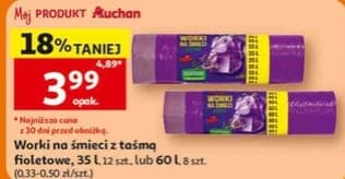 worki na śmieci z taśmą fioletowe