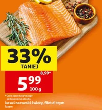 łosoś norweski świeży, filet d-trym