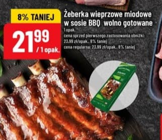 żeberka wieprzowe miodowe w sosie BBQ wolno gotowane