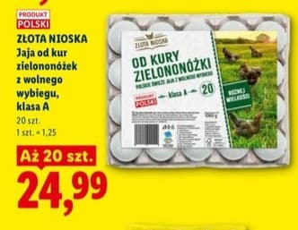 jaja od kur zielononóżek z wolnego wybiegu, klasa A