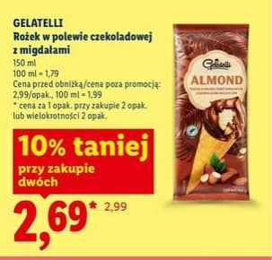 rożek lodowy w polewie czekoladowej z migdałami