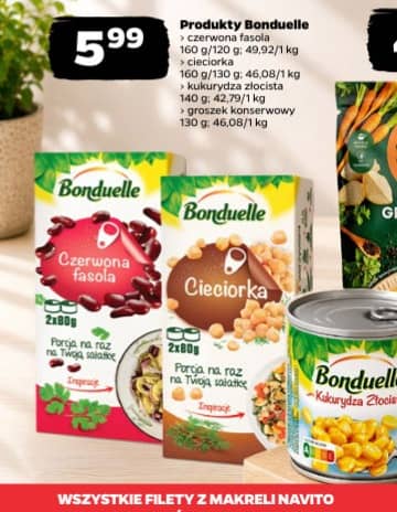 Bonduelle produkty Bonduelle różne rodzaje 160g; 130g; 140g