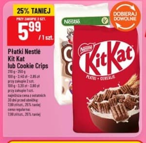 płatki śniadaniowe Kit Kat lub Cookie Crips