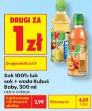 Kubuś Baby sok 100% lub sok + woda kubuś baby różne rodzaje 300ml