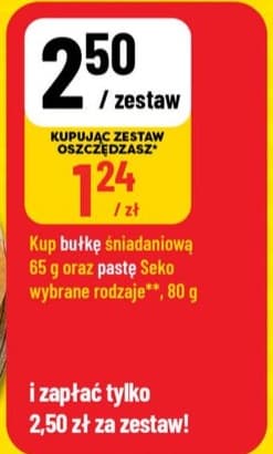 zestaw bułka śniadaniowa 65g oraz pasta Seko 80g