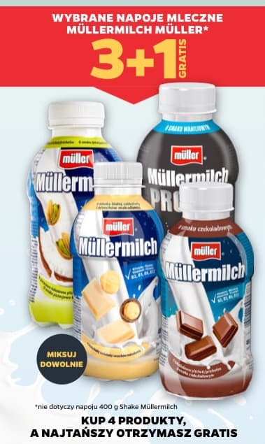 napój mleczny Müllermilch różne rodzaje