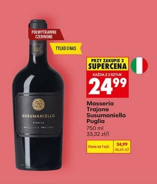 Masseria Trajone wino półwytrawne czerwone Susumaniello Puglia 750ml