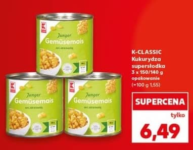 K-Classic kukurydza supersłodka 3x150/140g