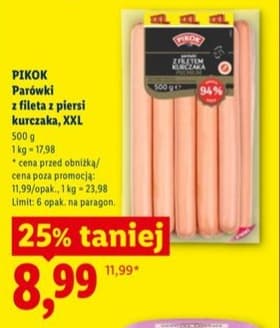 parówki z fileta z piersi kurczaka XXL