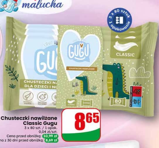 Gugu chusteczki nawilżane classic 3x80szt.