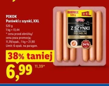 parówki z szynki wieprzowej premium, XXL