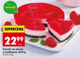 sernik na zimno z malinami