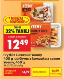 frytki z kurczaka lub gyros z kurczaka z sosem