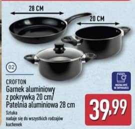 Crofton garnek aluminiowy z pokrywką 20 cm / patelnia aluminiowa 28 cm 20cm; 28cm