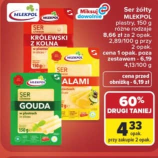 Mlekpol ser żółty plastry 150g
